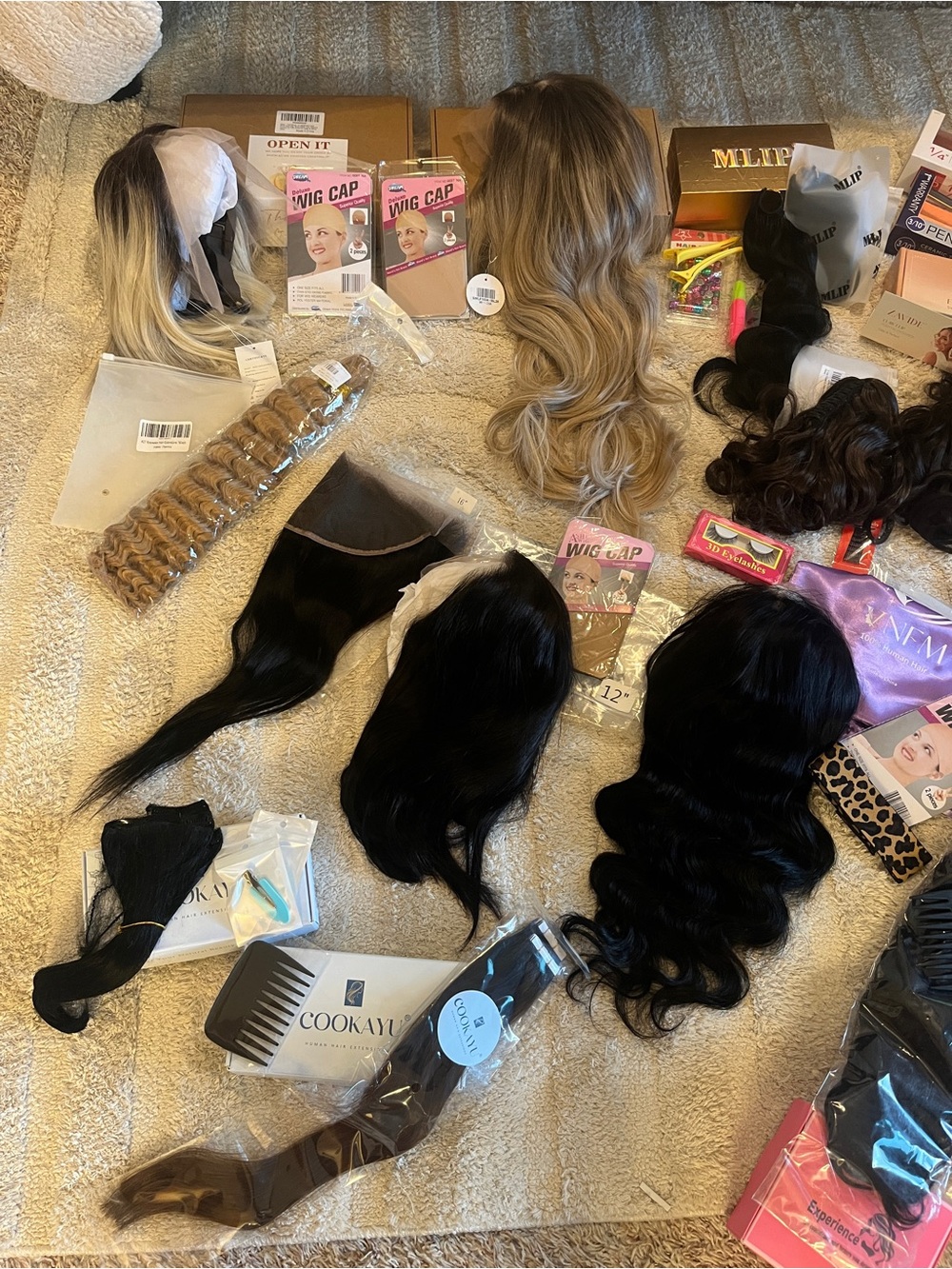 NWT Huge Assorted Hair Extensions & Wigs & Accessories both Human and Synthetic - Picture 13 of 13